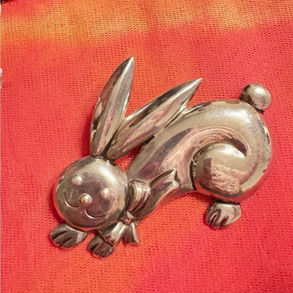 Silver Bunny Brooch or pendant